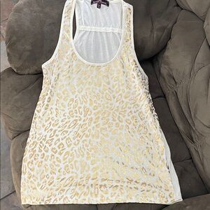 White and Gold Leopard Tank Top